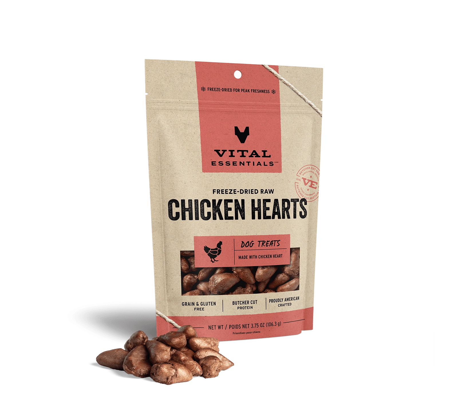 Vital Essentials Freeze-Dried Chicken Hearts Dog Treats