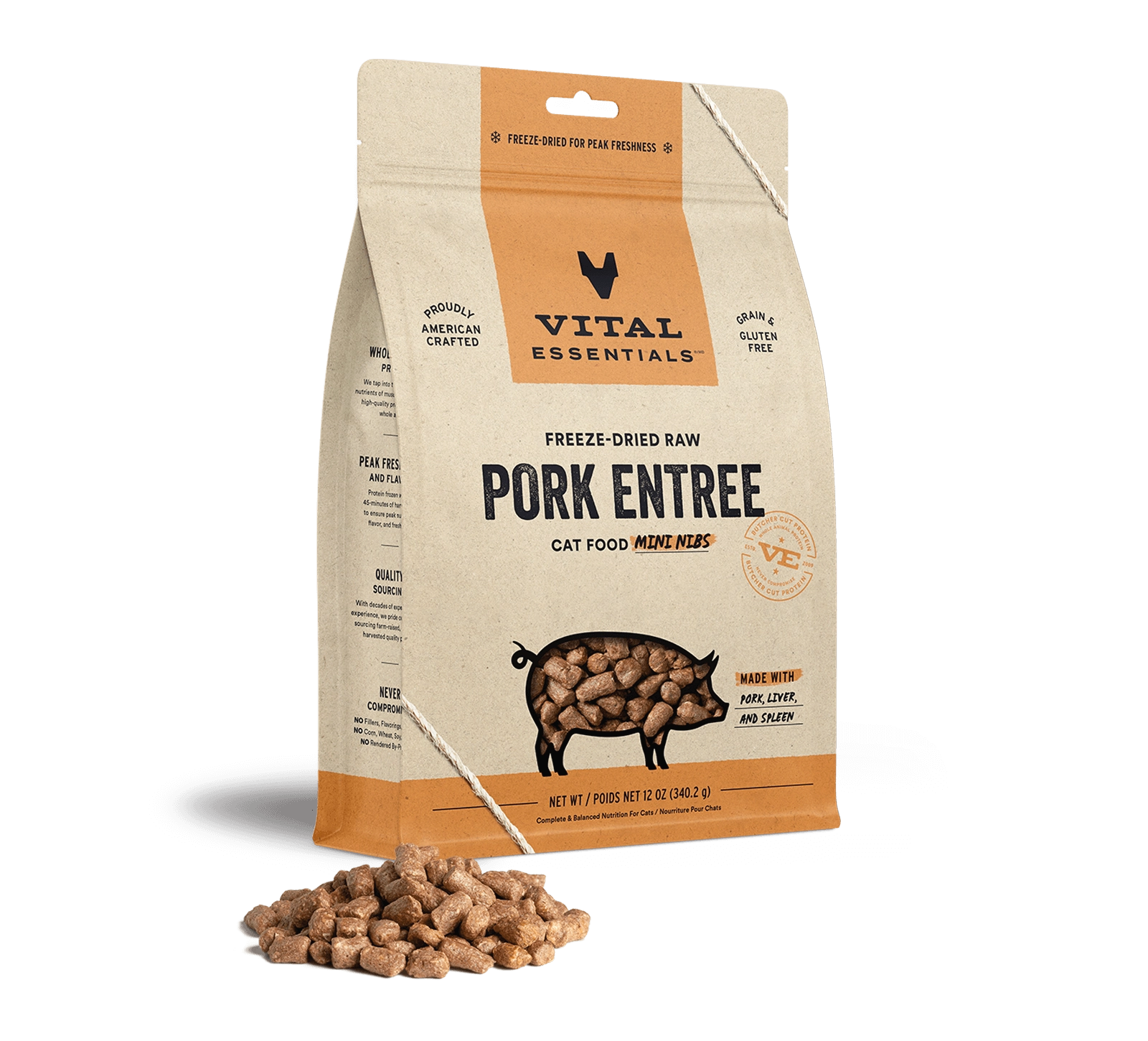 Vital Essentials Pork Entree Mini Nibs Freeze-Dried Raw Cat Food