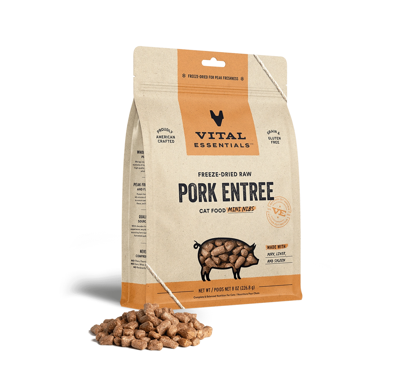 Vital Essentials Pork Entree Mini Nibs Freeze-Dried Raw Cat Food