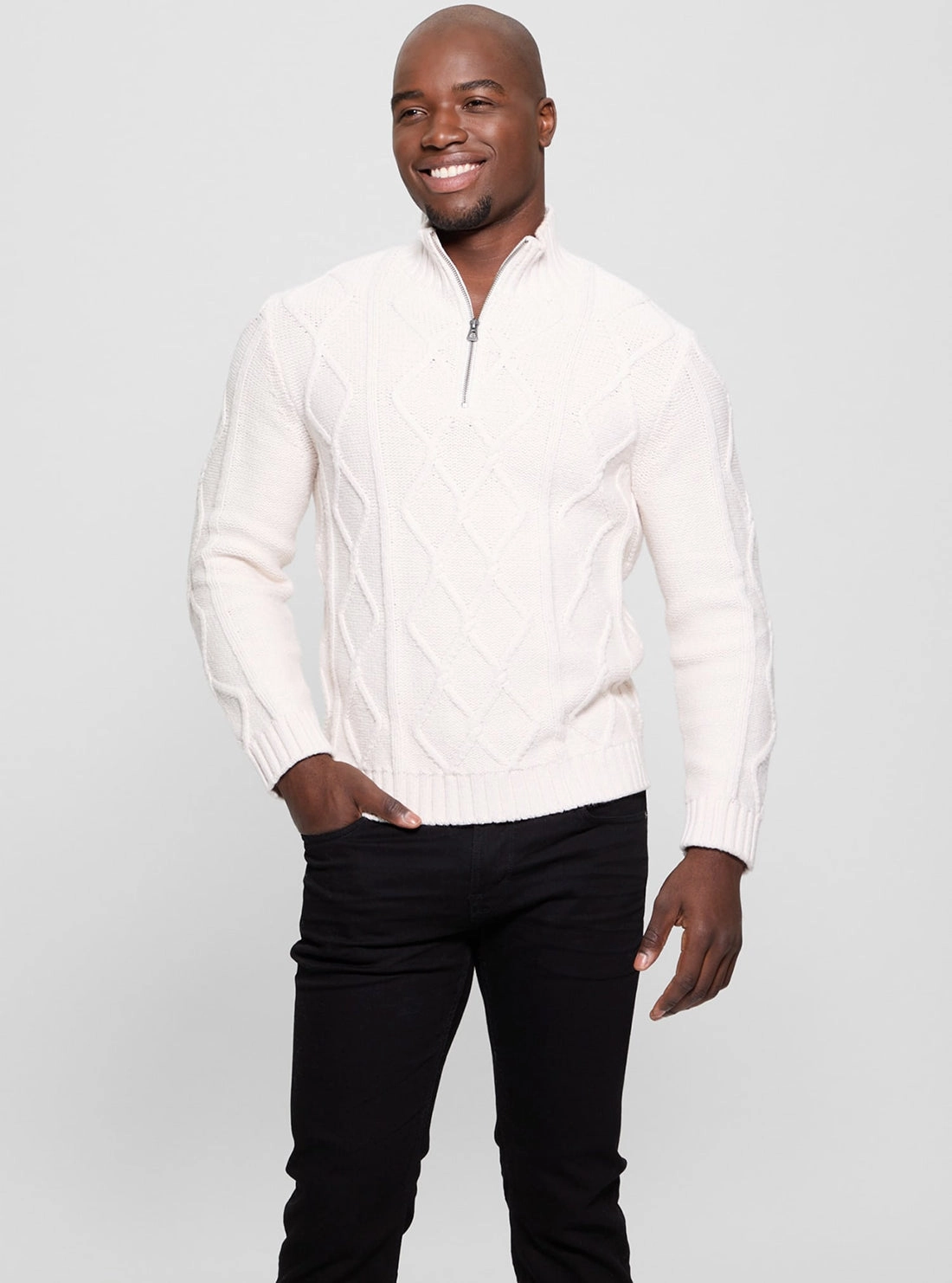 White Diamond Cable Knit Jumper