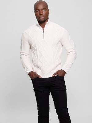 White Diamond Cable Knit Jumper
