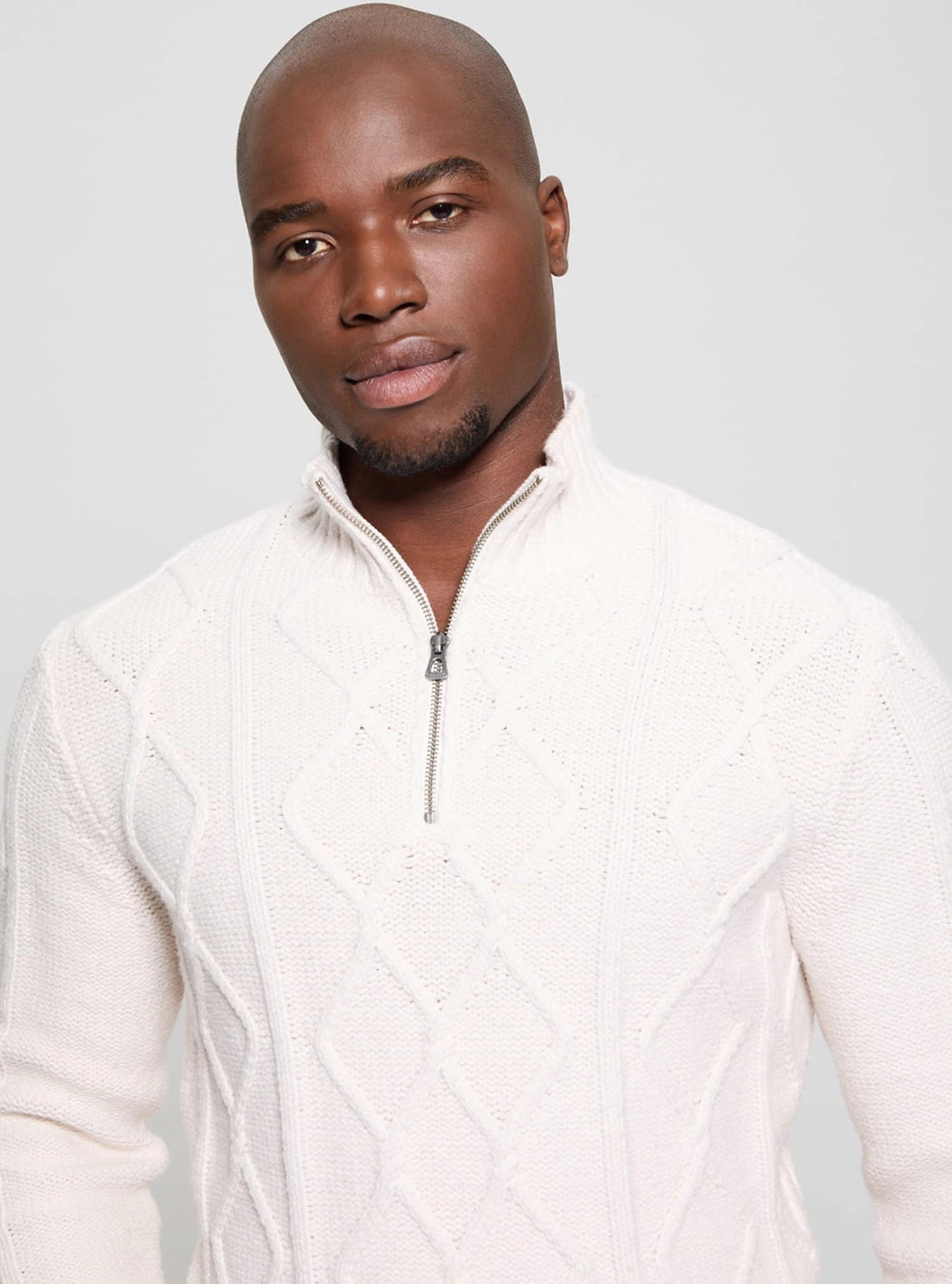 White Diamond Cable Knit Jumper