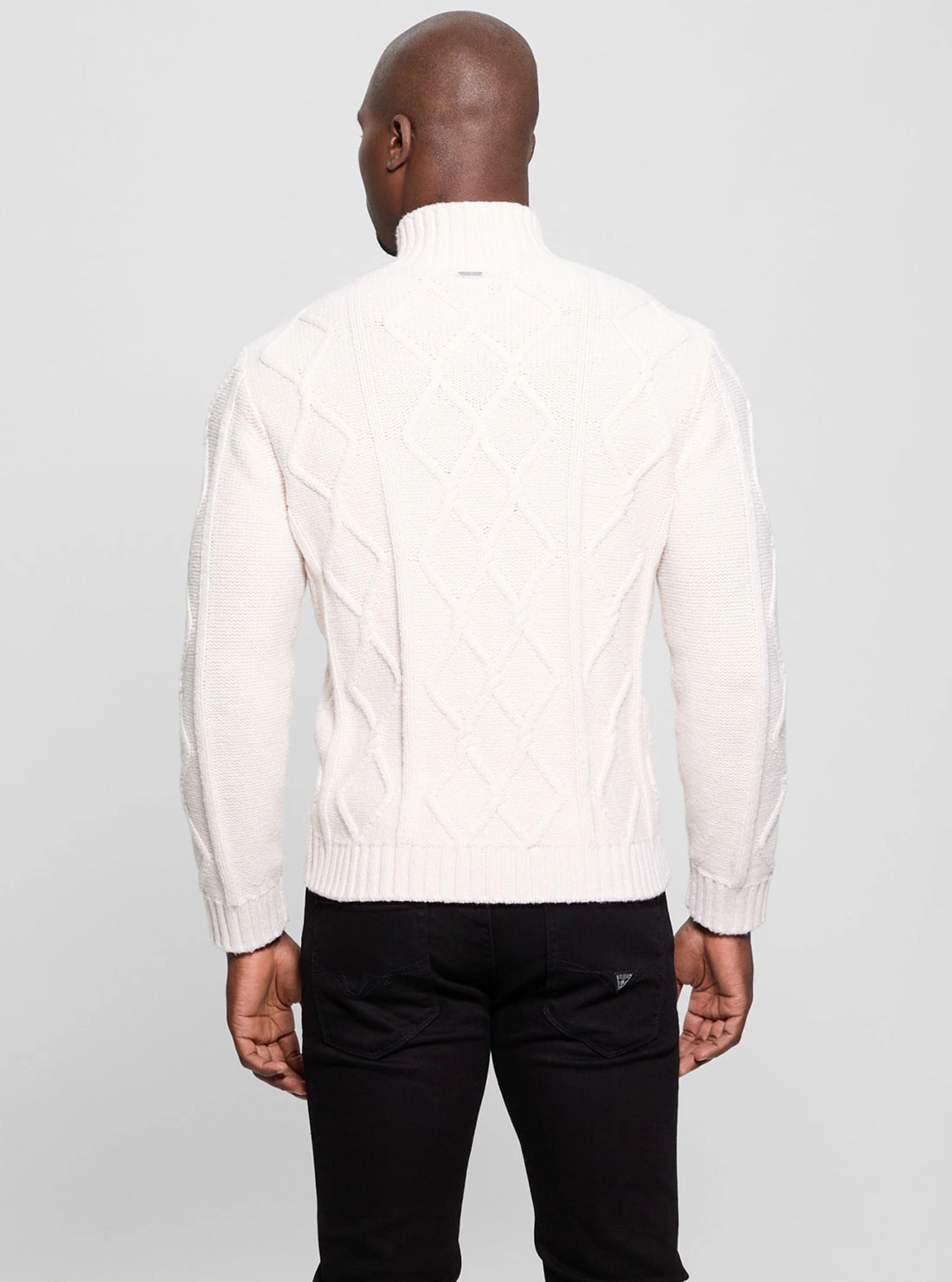 White Diamond Cable Knit Jumper