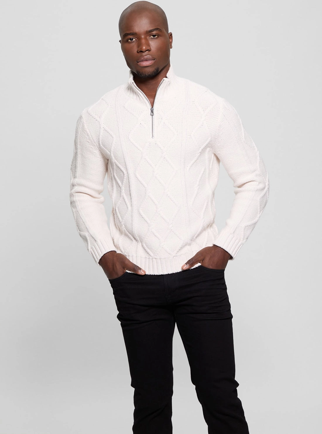 White Diamond Cable Knit Jumper
